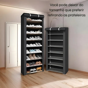 Sapateira Organizador De Sapatos Com 9 Prateleiras Tnt Cor Preto