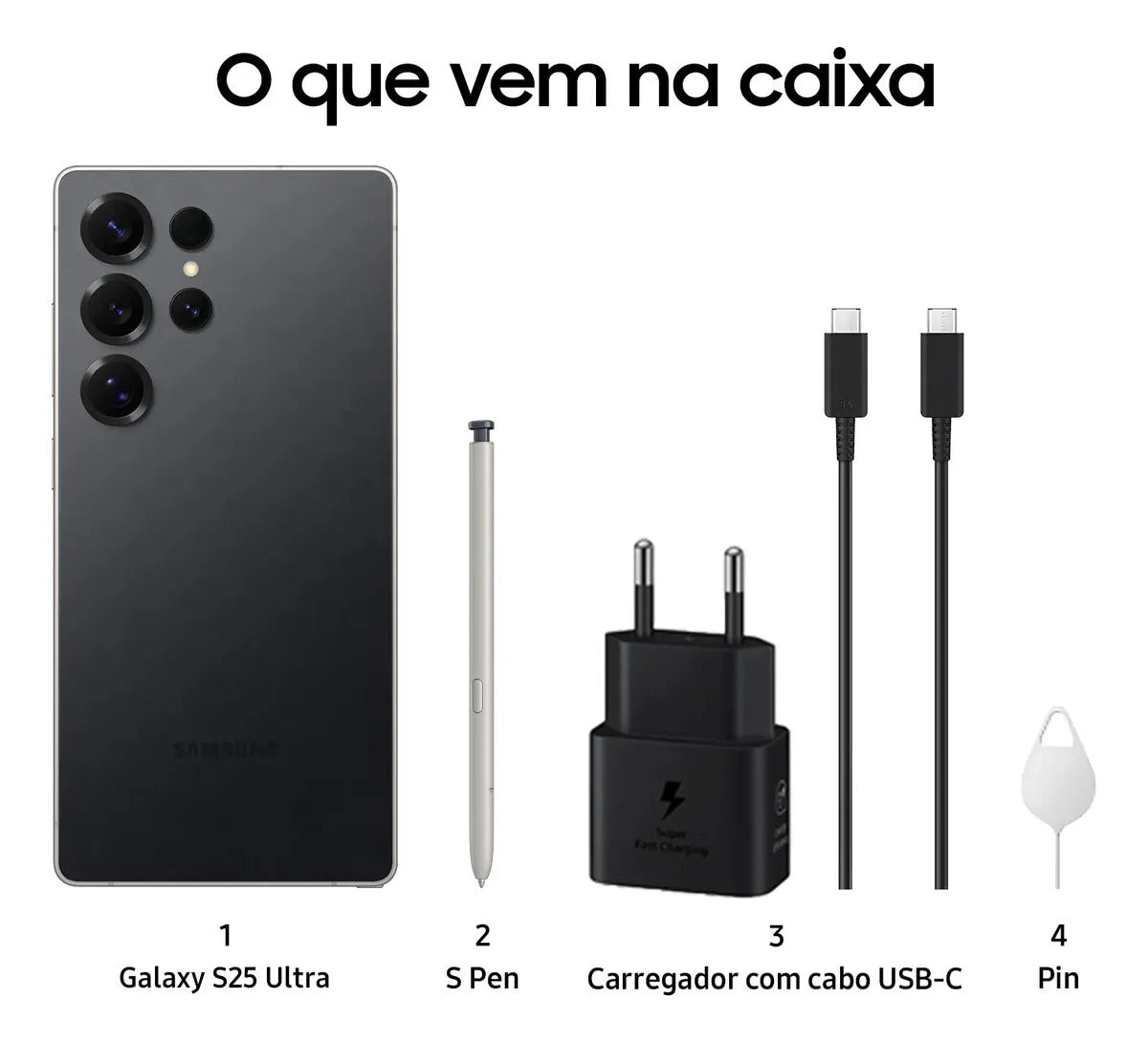 Celular Galaxy S25 Ultra 5g, 256gb, 12gb, Câm. Quád. Titanium Black