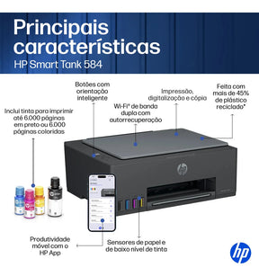 Impressora Multifuncional HP Smart Tank 584 - Preta
