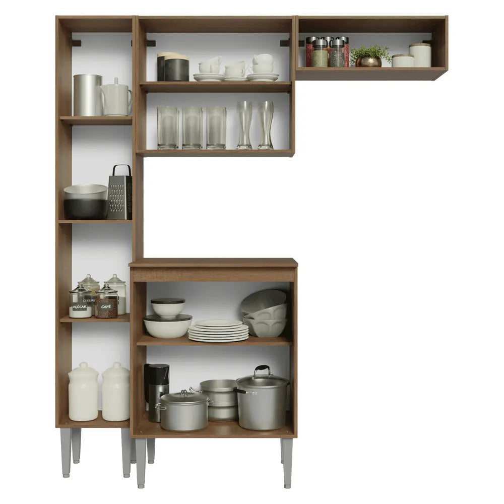 Armário De Cozinha Compacta 156 Cm Rustic/preto Emilly Madesa 03