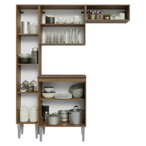Armário De Cozinha Compacta 156 Cm Rustic/preto Emilly Madesa 03