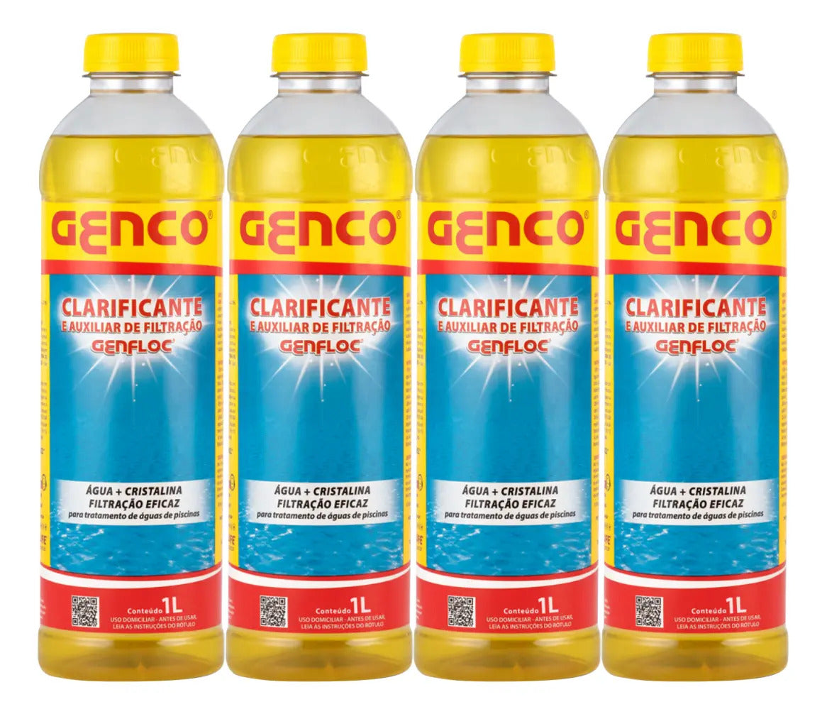 Kit com 4 Clarificantes Genco Genfloc para Piscinas