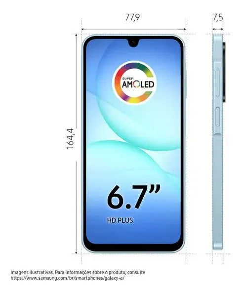 Celular Galaxy A17 Com Ia, 128gb, 4gb Ram, Câm De 50mp, Tela De 6.7 , Nfc, Ip54 - Azul
