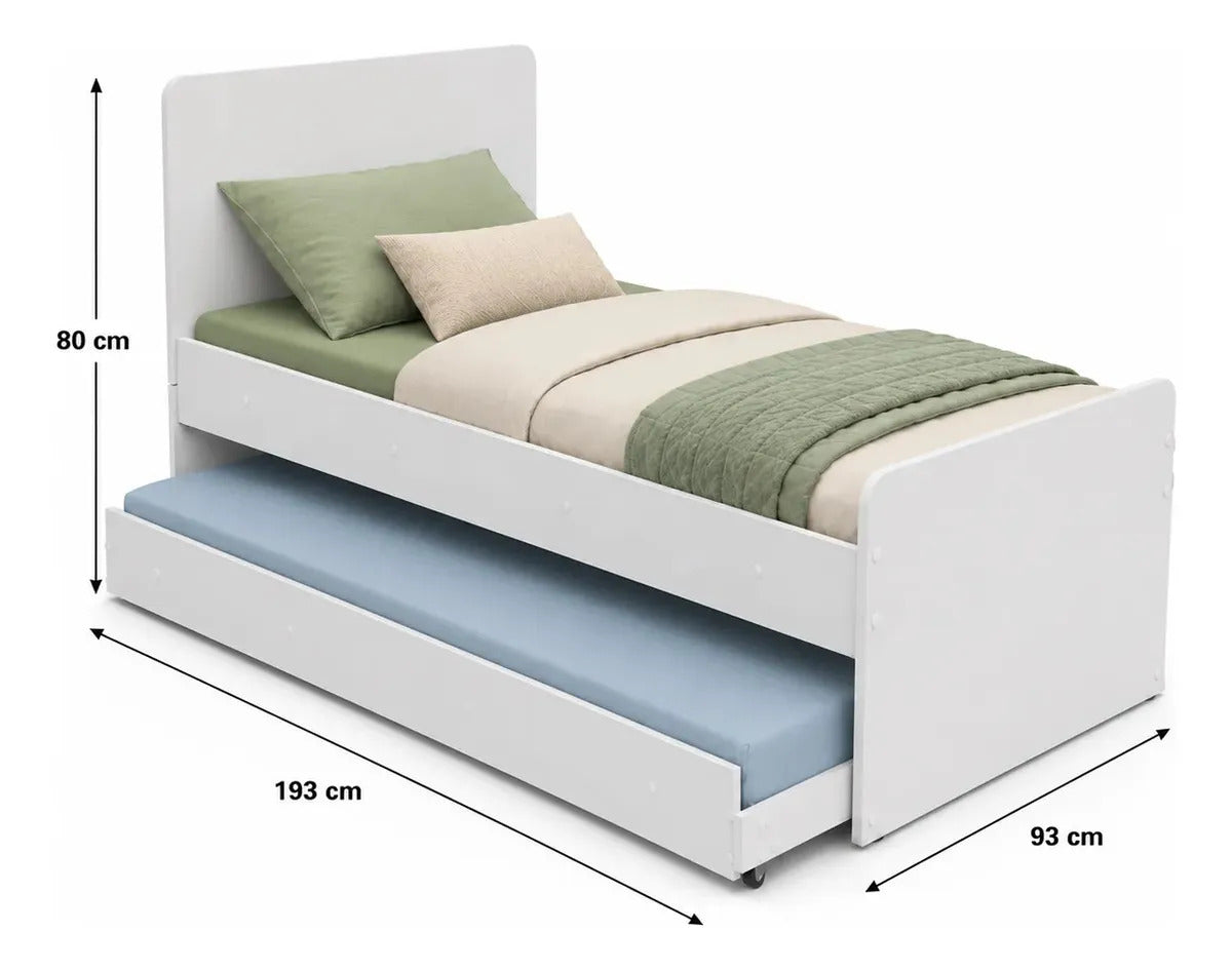 Cama Bicama Jm Barreto Solteiro Cor Branco Fabricado Em Mdf