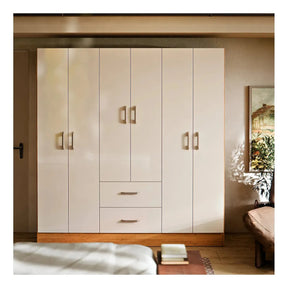 Cômoda Jamaica Para Quarto Grande Guarda Roupas Casal 6 Portas E 2 Gavetas Cor Cinamomo Off