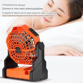 Ventilador De Acampamento Recarregável Portátil Com Led Luz Cor Laranja