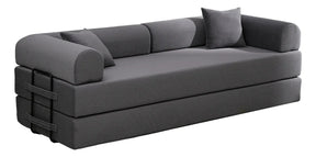 Sofá Cama Modular de Veludo Cotelê Cinza p/ 3 Pessoas, Com Espuma de Alta Densidade e Capa Removível