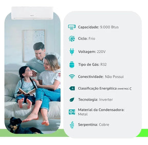 Ar Condicionado HW Inverter Hisense Eco Plus 9.000 Btus Frio R-32