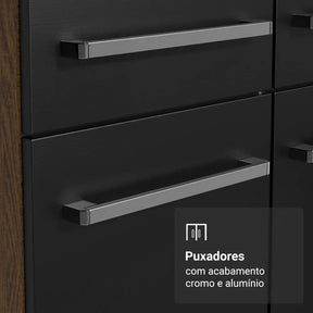 Armário De Cozinha Compacta 156 Cm Rustic/preto Emilly Madesa 03