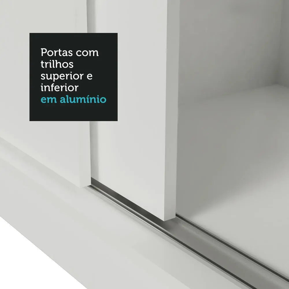 Guarda-roupa Casal 3 Portas Correr Espelho Nobre Madesa Cor Branco