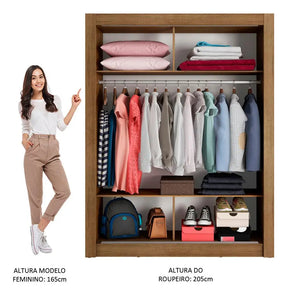 Guarda-roupa Solteiro Madesa Denver 2 Portas De Correr R Cor Rustic