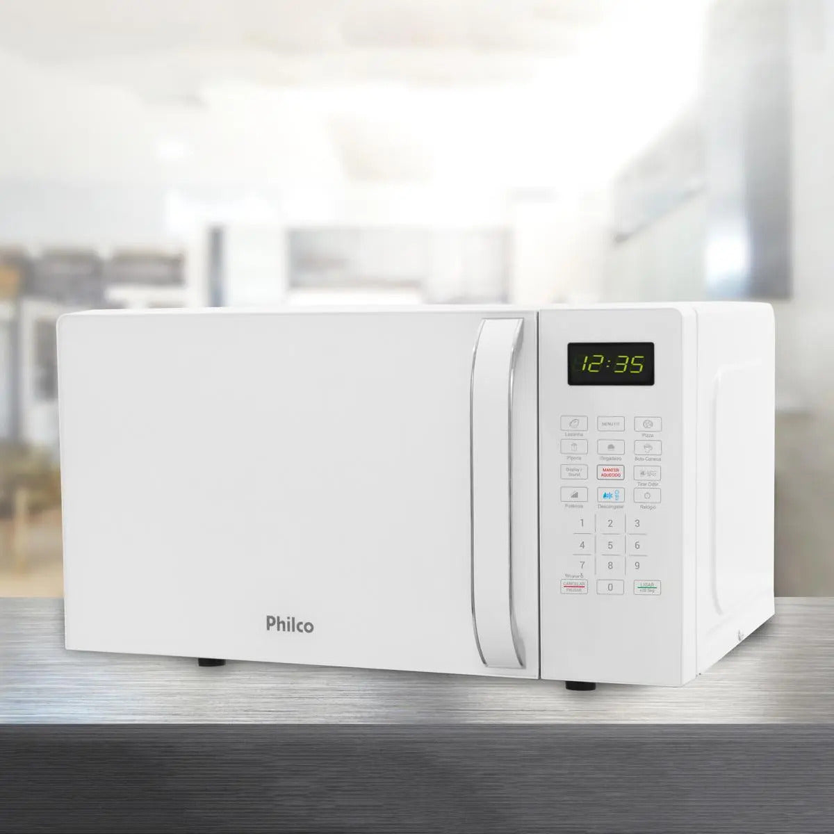 Micro-ondas Philco 20L Branco Pintura Limpa Fácil PMO23B