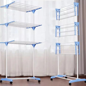 Varal De Chão Grande De Roupas 3 Andares Dobrável Cor Azul Kontuz 170 cm