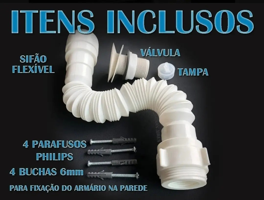 Gabinete de Banheiro Astra em Plástico PVC Branco com Cuba – Armário Compacto e Resistente