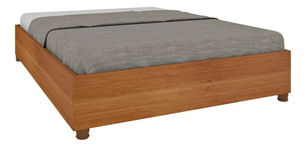 Cama Queen Convencional Tcil Móveis Mônaco MDP 203x164cm Cor Cinamomo