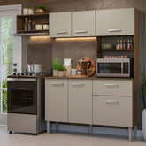 Armário De Cozinha Compacta 196cm Rustic/crema Aura Madesa