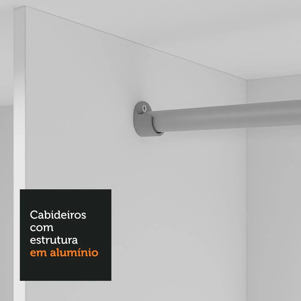 Guarda-roupa Casal 3 Portas Correr Espelho Nobre Madesa Cor Branco