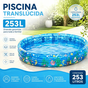 Piscina Infantil Inflável Redonda 253 Litros Fundo do Mar Wellmix