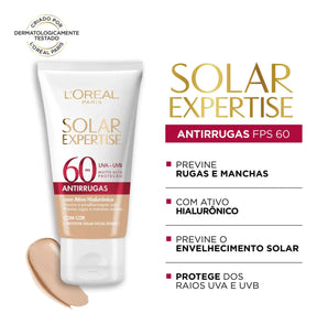 Protetor Solar Facial Antirrugas Com Cor Claro Universal Uniforme Fps60 40g L'oréal París