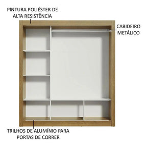 Guarda Roupa Casal Madesa Mônaco 3 Portas De Correr Cor Rustic/Preto 10937K