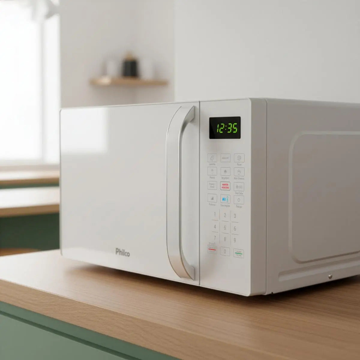 Micro-ondas Philco 20L Branco Pintura Limpa Fácil PMO23B
