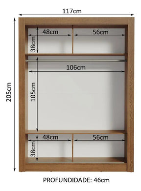 Guarda-roupa Solteiro Madesa Denver 2 Portas De Correr R Cor Rustic