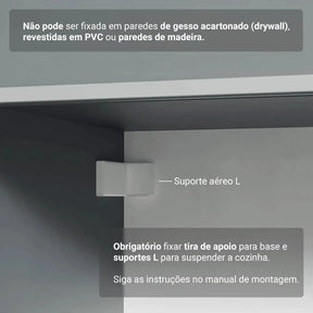 Armário Cozinha Completa Suspenso 300cm Cinza Nice Madesa 06