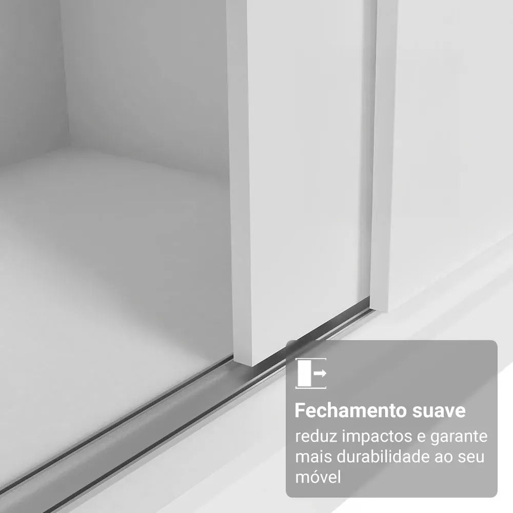 Guarda-roupa Casal Armário Quarto Reno Madesa 3 Portas De Correr Esp Branco 1095H91E