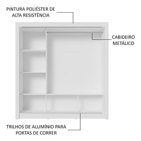 Guarda-roupa Casal 3 Portas Correr Espelho Nobre Madesa Cor Branco