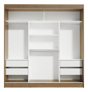 Guarda-roupa Casal Madesa Reno 3 Portas Correr Com Espelho Cor Rustic/Branco 10956E1E