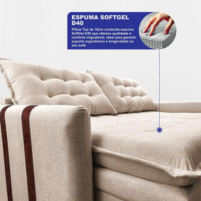 Sofá Sem Caixa Retrátil 1,80m Soft Petit Boucle Cama Inbox