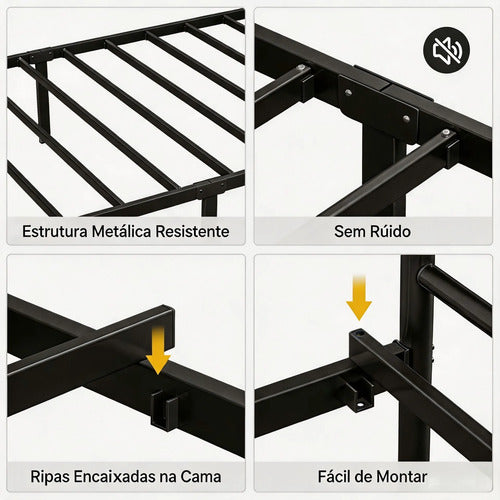 Cama De Ferro Solteiro Cabeceira E Espago, Resistente