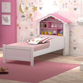 Cama Solteiro William Branco/rosa