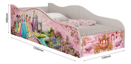 Cama Infantil Juvenil Princesas Rosa Montessori Com Colchão