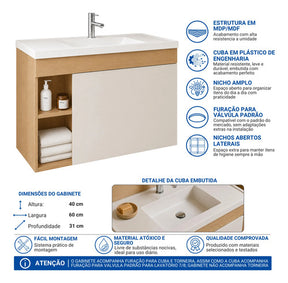 Gabinete Para Banheiro Com Cuba Compacta Design Clean
