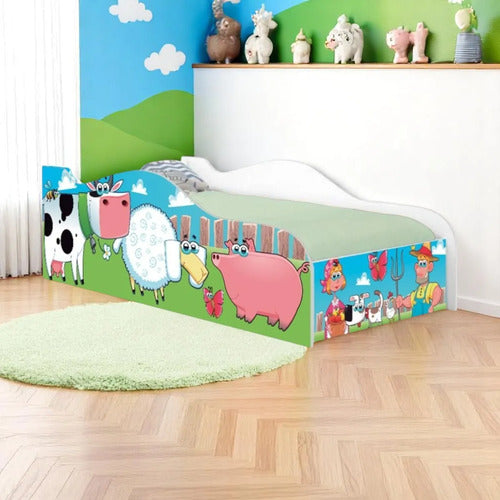 Mini Cama Infantil Fazendinha E Vaquinha Com Colchão