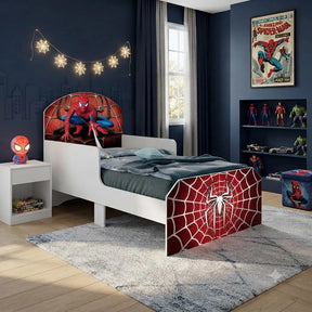 Mini Cama Infantil Do Homem Aranha P/ Quarto Menino C/ Pés