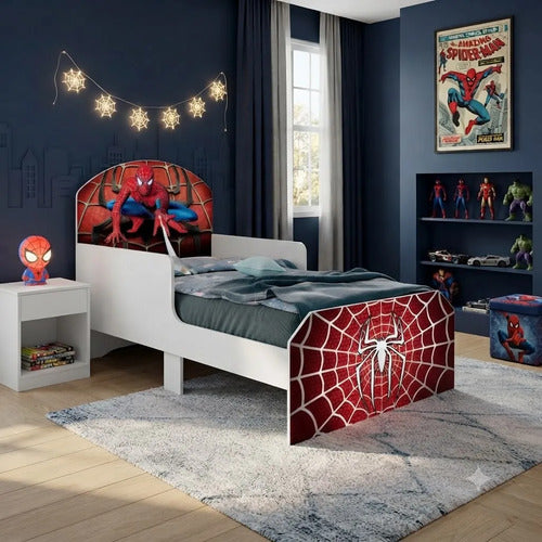 Mini Cama Infantil Do Homem Aranha P/ Quarto Menino C/ Pés
