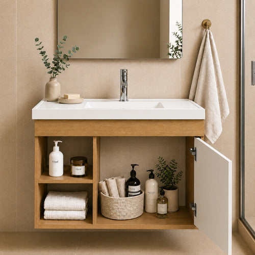 Gabinete Para Banheiro Com Cuba Compacta Design Clean