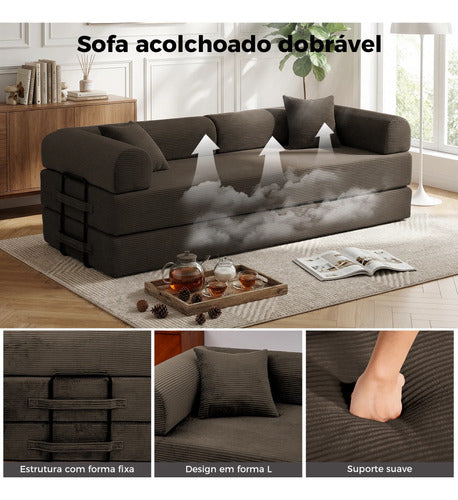 Sofá Cama 3 Lugares Retrátil Reclinável Multifuncional 2,00m