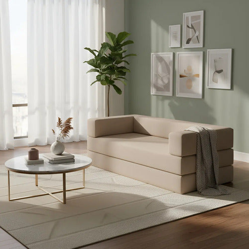 Sofá-cama Compacto 100% Espuma Envio Compacto Em Caixa