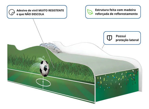 Mini Cama Infantil Futebol Com Colchão