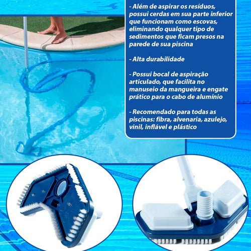 Kit Limpeza De Piscina Aspirador Escova Cabo Mangueira 6m