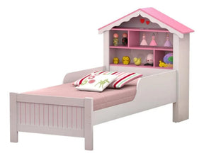 Cama Solteiro William Branco/rosa