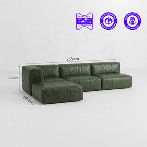 Sofá Modular Poli-couro 3 Lugares 1 Canto Com Chaise