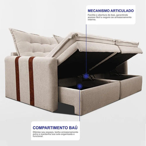 Sofá Sem Caixa Retrátil 1,80m Soft Petit Boucle Cama Inbox