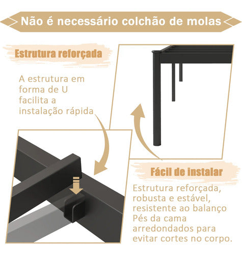 Cama Ferro De Casal De Cabeceira Estilo Moderno Facil Instal