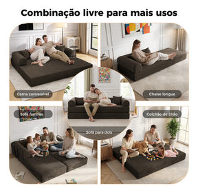 Sofá Cama 3 Lugares Retrátil Reclinável Multifuncional 2,00m