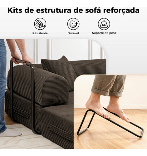 Sofá Cama 3 Lugares Retrátil Reclinável Multifuncional 2,00m