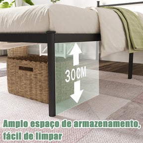 Cama De Ferro Solteiro Cabeceira E Espago, Resistente Preto